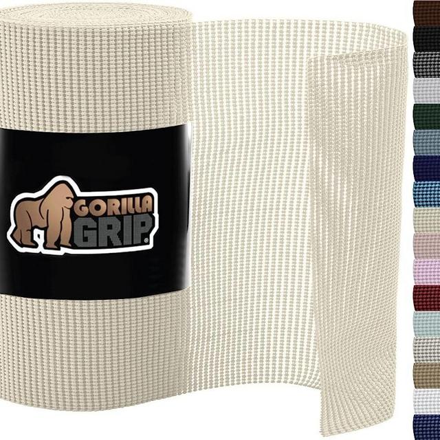 Gorilla Grip Drawer Shelf and Cabinet Liner, Thick Strong Grip, Non-Adhesive Liners Protect Kitchen Cabinets and Cupboard, Bathroom Drawers, Easy Install, Breathable Mat, 12" x30', Cream
