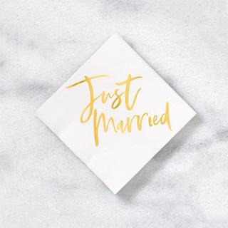 Bold Brush Just Married Cocktail Napkin, Set of 100