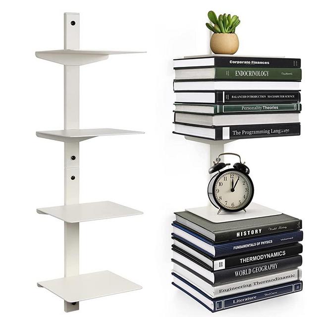ART-GIFTREE Invisible Floating Book Shelves for Wall, Iron Floating Bookshelf Wall Mounted, Heavy-Duty Book Organizers for Home Bedroom Living Room Office, 2 Pack White