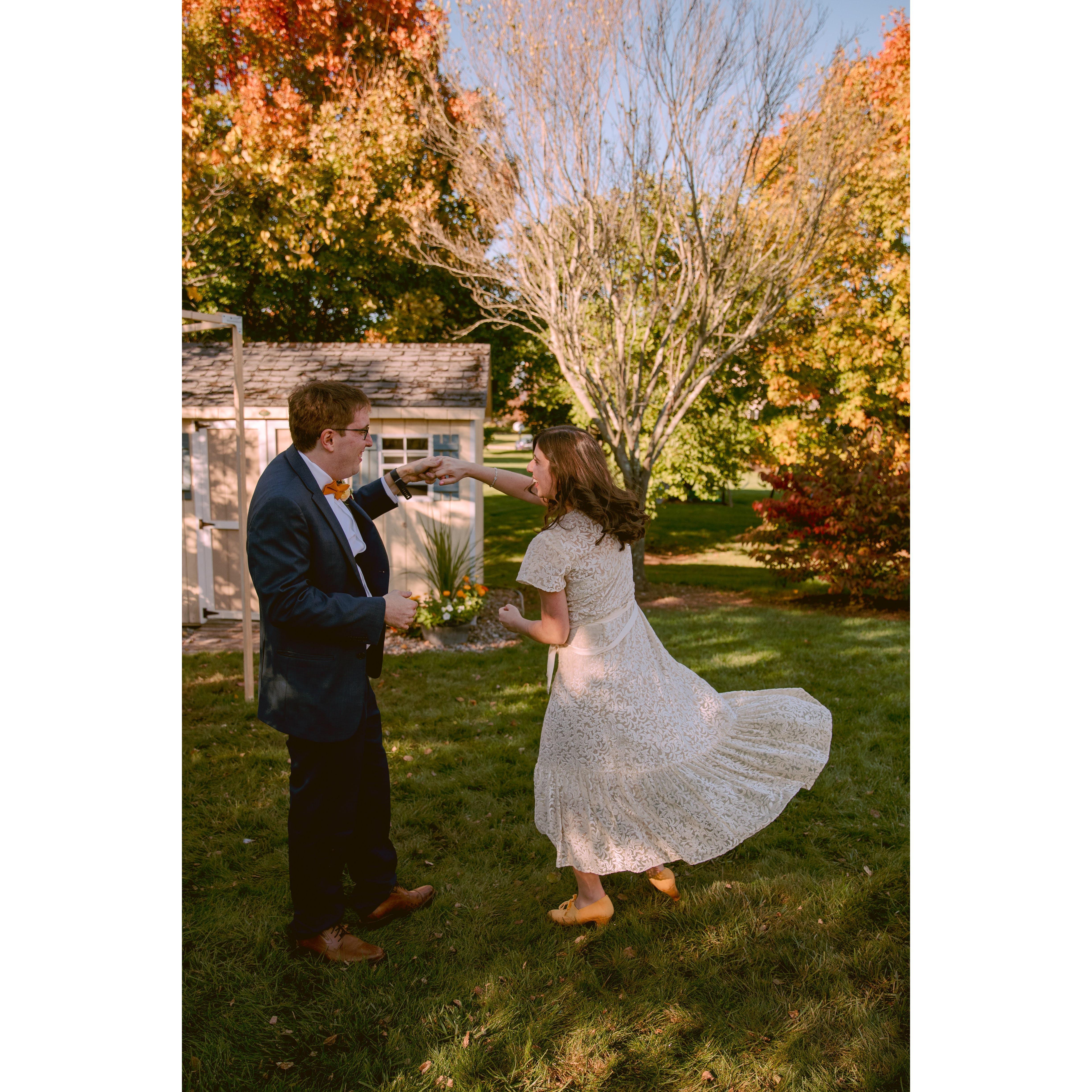 Hillsborough, October 17, 2021. Getting into that first dance. Wedding photos by our talented friend and photographer, Jimmy Kastner (with Kristin!).