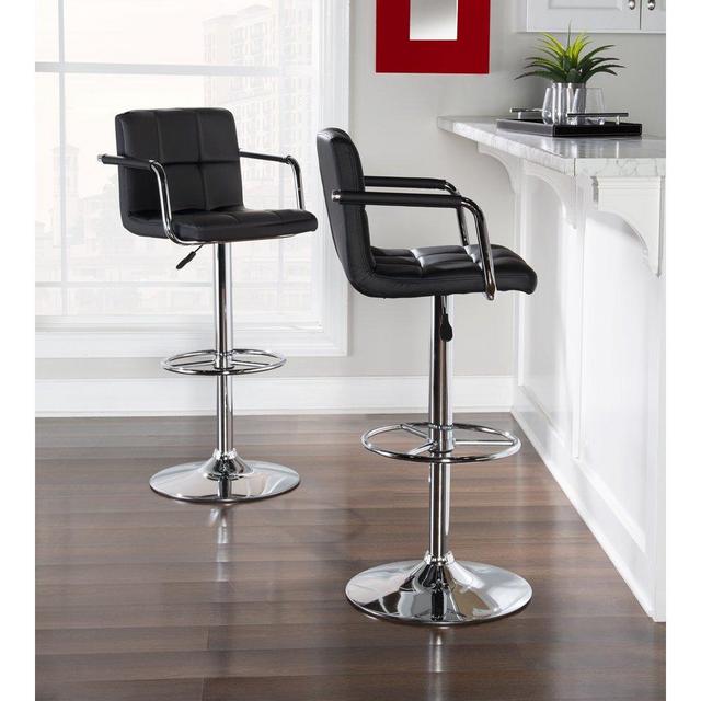 Powell Quilted Bar Stool with Gas Lift and Arms, Multiple Colors