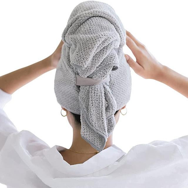 VOLO Hero Microfiber Hair Towel, Super Absorbent, Ultra-Soft, Fast Drying | Reduce Dry Time by 50%, Large, Premium Wrap Towel, Sustainable Packaging, Anti-Frizz, Anti-Breakage, Hands-Free (Luna Gray)