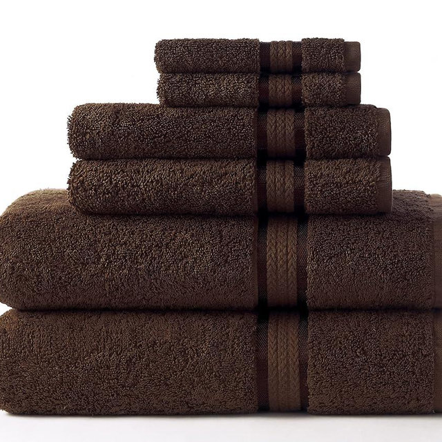 COTTON CRAFT Ultra Soft 6 Piece Towel Set -  Highly Absorbent Bathroom Shower- Premium Ringspun Cotton 580 GSM- 2 Oversized Large Bath Towels 30x54, 2 Hand Towels 16x28, 2 Wash Cloths 12x12- Chocolate