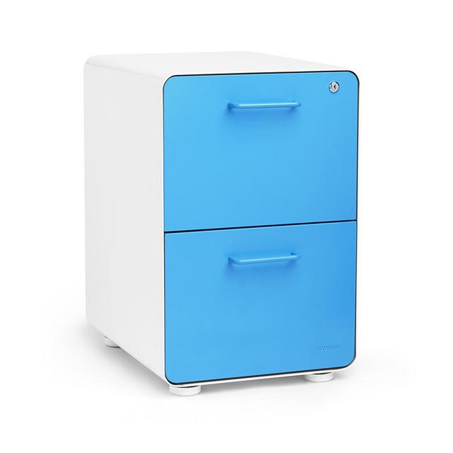 White + Pool Blue Stow 2-Drawer File Cabinet