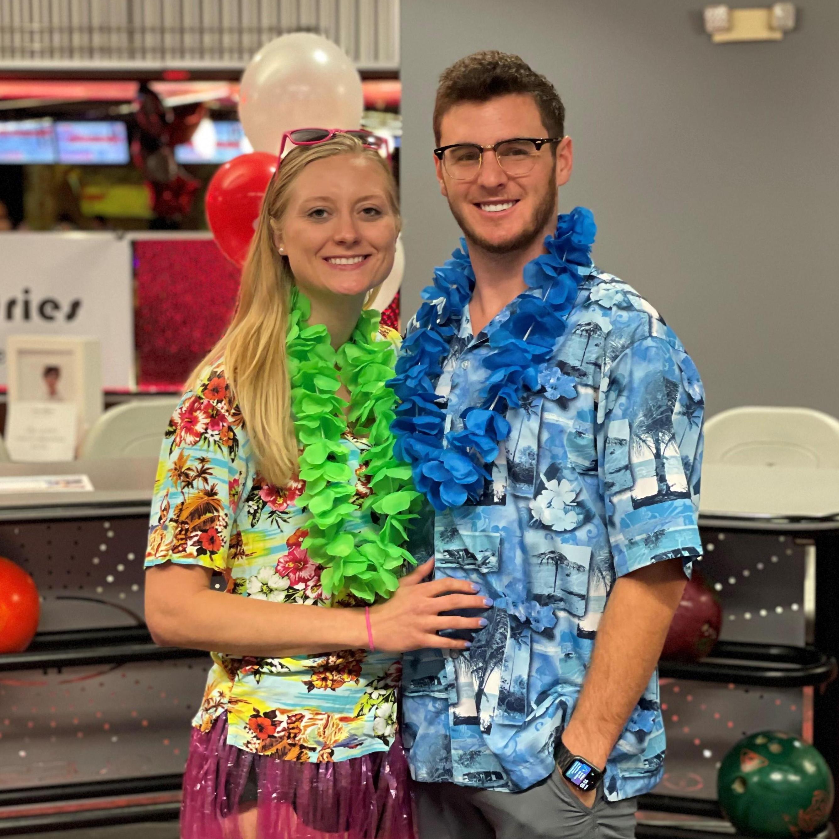 Who doesn't love a themed event?! Charity bowling tournament -Taylor is definitely the better bowler!