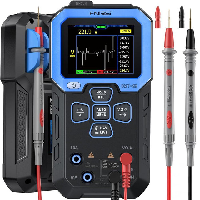 FNIRSI DMT-99 Digital Multimeter 9999 Counts TRMS, Rechargeable Auto-Ranging Volt Meter with Recording and Monitoring Data Mode, Resistance, Capacitance, Diode, Frequency, NCV, Current Voltage Tester
