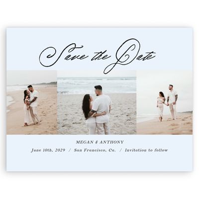 Light Sky, Blue Wedding Digital Save the Date - Cristal Multiphoto