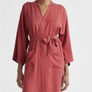 Washable Silk Robe in Crimson (L)