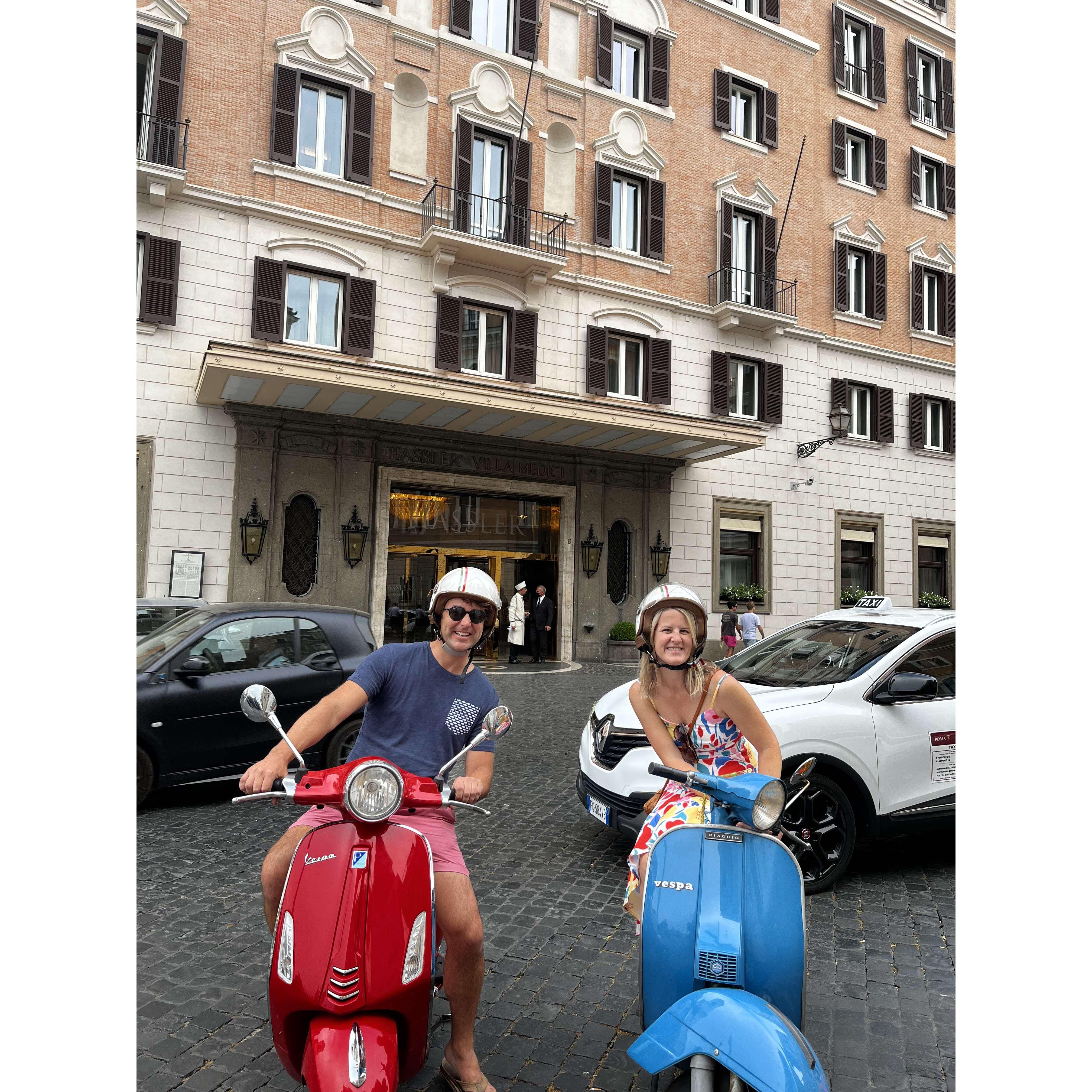 Vespa rides in Rome.