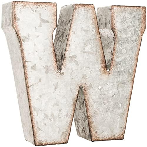 Galvanized Metal 3D Letter W