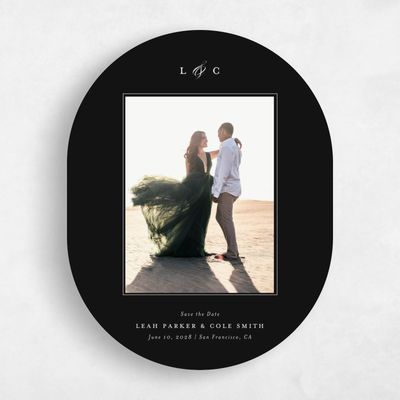 Black Oval Wedding Save the Date - Ivoire Photo