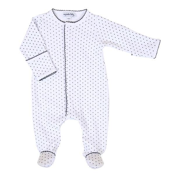 Magnolia Baby Essentials Navy Blue Mini Dots Footie - Personalization Available