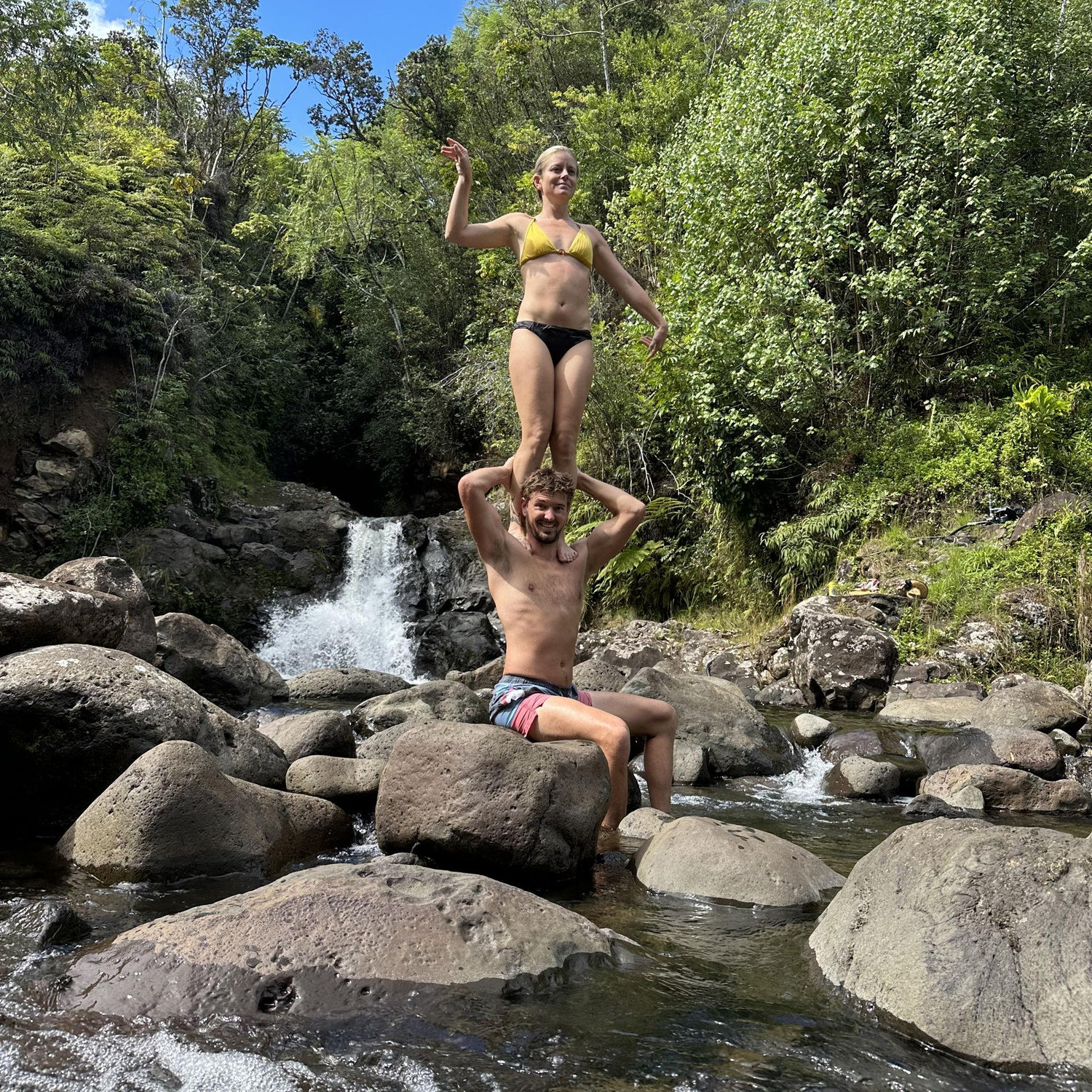 We love doing AcroYoga EVERYWHERE we go together!