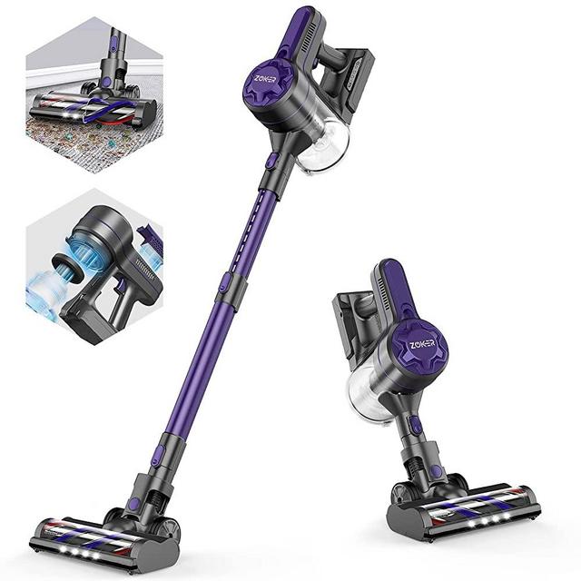 ZOKER Cordless Vacuum, Stick Vacuum with 5 Stages High Efficiency Filtration, 80000 RPM High-Speed Brushless Motor, 4 in 1 Lightweight Handheld Vacuum for Hardwood Floor Pet Hair