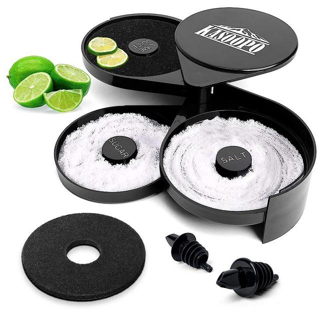 Kasoopo Margarita Salt Rimmer Set - 3 Tier Glass Rimmer for Cocktails with 2 Pourers and 1 Extra Sponge - Lime Juice, Sugar, and Salt Rimmer for Cocktails, Martini, Bloody Mary Drinks