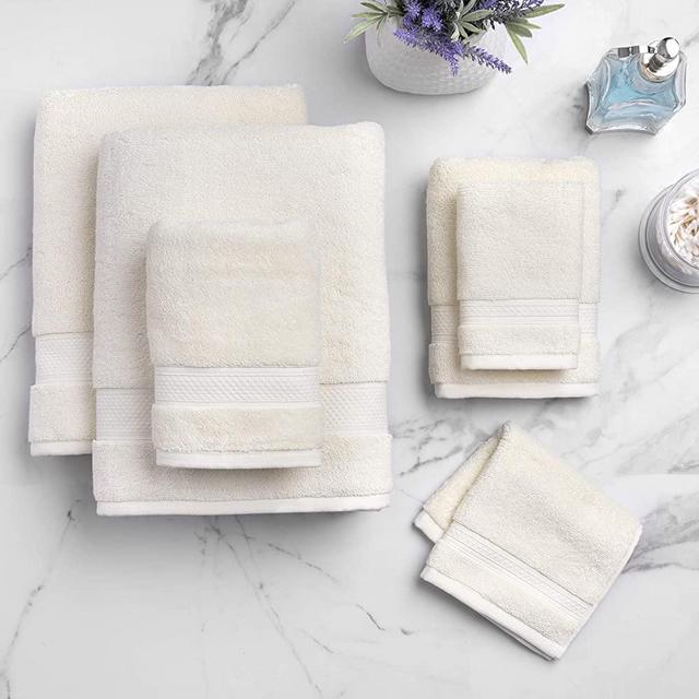 Welhome Ideal 6 Piece Quick Dry Bath Towel Set (Cream) - Soft and Luxurious - Fade Resistant - Absorbent - Durable - Machine Washable - 2 Bath - 2 Hand - 2 Wash Towels