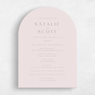 Light Mauve, Pink Wedding Program - Barga
