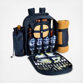 4-Person Picnic Backpack with Removable Blanket