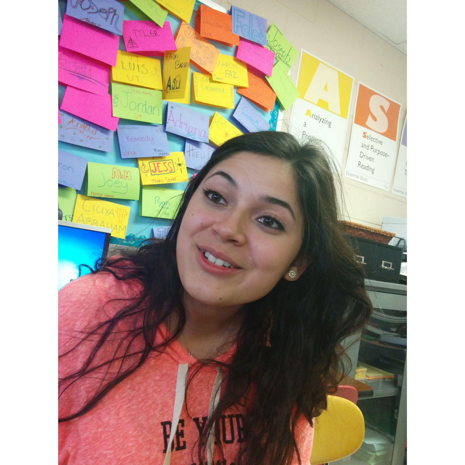 February 26, 2015 - Austin's photo from when he'd visit Lydia in her AVID class.