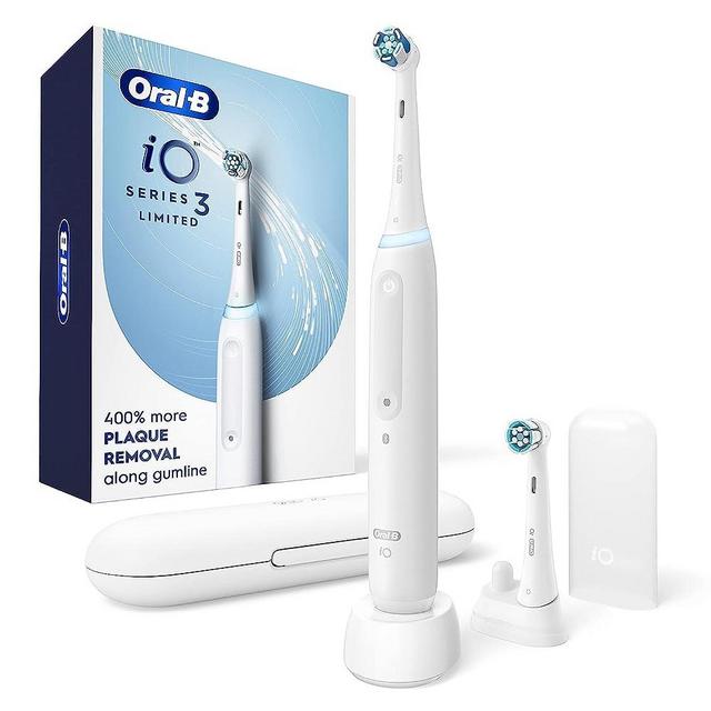 Oral-B iO Series 3 Limited Electric Toothbrush with (2) Brush Heads, Rechargeable, White