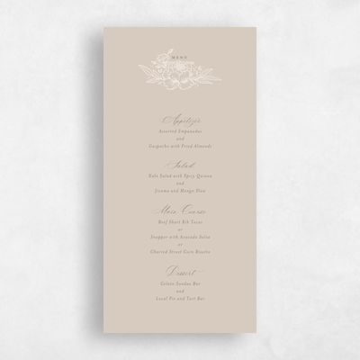 Canvas Tan, Brown Wedding Menu - Yolande