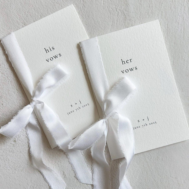 Set of 2 Personalized Wedding Vow Books His and Her Paper Vow Books Customized Wedding Vow Book with Silk Ribbon gift for Bride and Groom