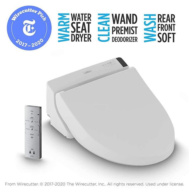 TOTO SW2043R#01 C200 Electronic Bidet Toilet Cleansing Water, Heated Seat, Deodorizer, Warm Air Dryer, and PREMIST, Round, Cotton White