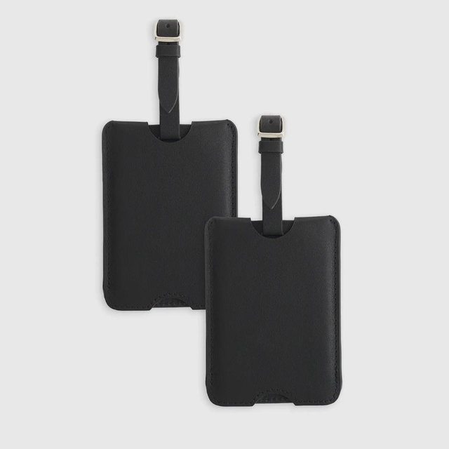 Nappa Leather Luggage Tag (2-Pack) in Black