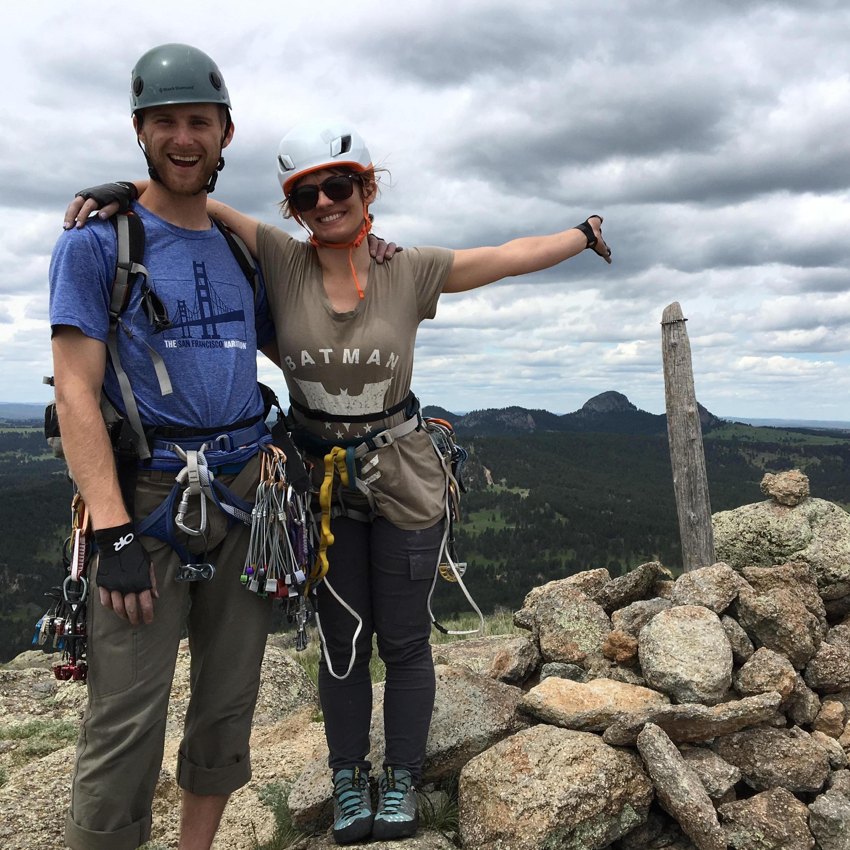 We made it to the top of Devil's Tower! Stephanie's first 50 Classic route.