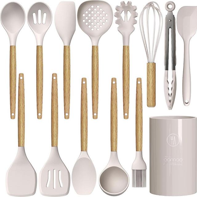 Silicone Cooking Utensil Set (Khaki)