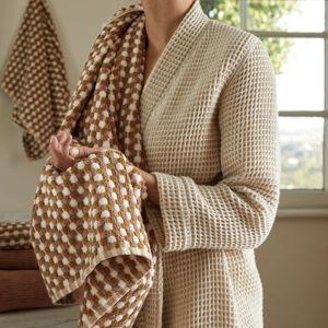 Organic Cotton Mosaic Towels (Ochre and Clay) - BATH Towel / Ochre and Clay