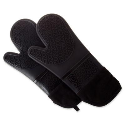 Nottingham Home Lavish Silicone Oven Mitts in Black