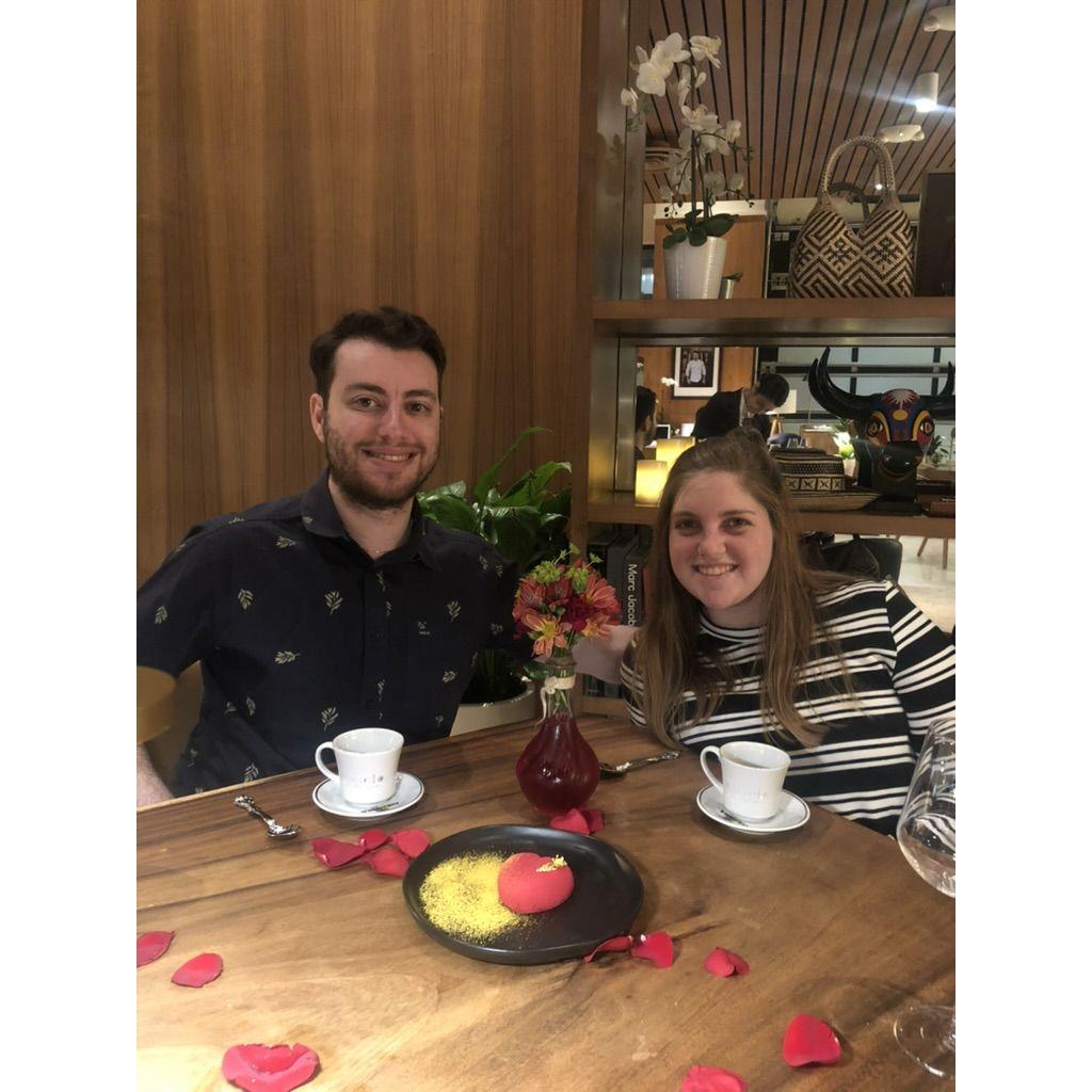Our first anniversary at a Colombian restaurant.