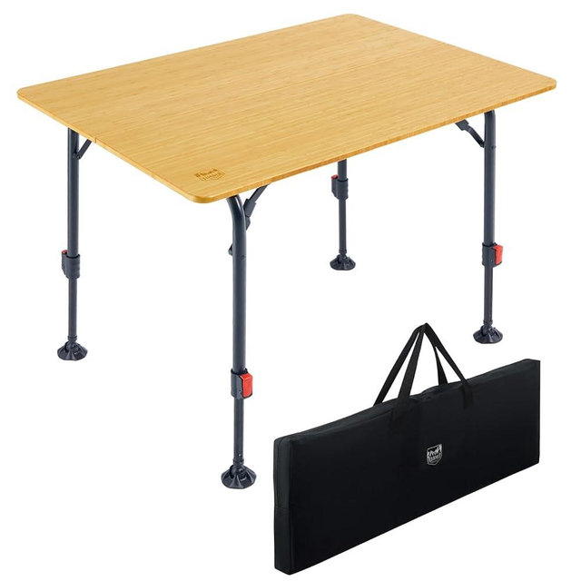 TIMBER RIDGE Bamboo Folding Camping Table, Portable RV Picnic Table with Adjustable Height (18.5"-26.5") & Aluminum Frame, Heavy Duty 220LBS Outdoor Dining for Tailgate Patio, Carry Bag Included