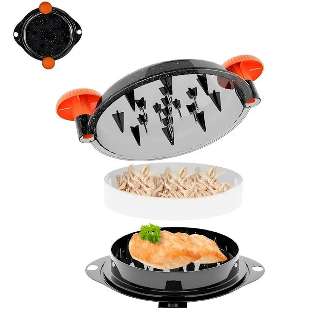 Chicken Shredder Meat Shredder Tool Twist Large - Tool with Stainless Steel Spikes for Shredded Chicken Breast Beef Pork Kitchen Gadgets Essentials (Orange&Black)