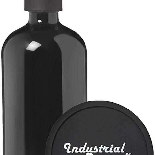 Black Soap Dispenser with Metal Pump and Coaster for Non Slip Bottom - 16oz Glass Bottle for Liquid Soap, Lotion or Shampoo by Industrial Rewind (Black Pump)