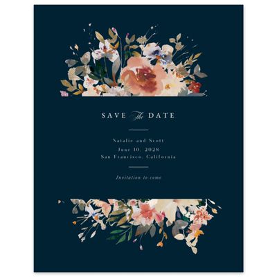 Darkest Teal, Blue Wedding Digital Save the Date - Fenella Portrait