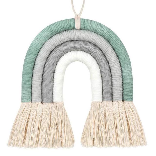 Local Woven Rainbow Wall Hanging,Rainbow Wall Hanging,Rainbow Macrame Wall Hanging for Nursery,Baby Shower Room,Baby Wall Hanging,and Home Decor（Green）