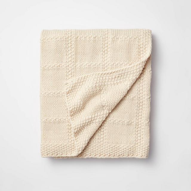 Grid Knit Throw Blanket Cream - Threshold™ designed with Studio McGee