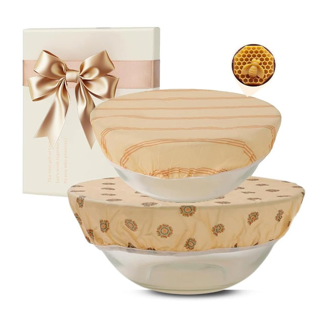 Beeswax Bowl Covers for Bread Proofing 2Pcs Shower Caps for Sourdough Bread | 10/12 Inch Reusable Elastic Organic cotton Sourdough Bowl Covers for Bread Proofing Baskets and Large Mixing bowl