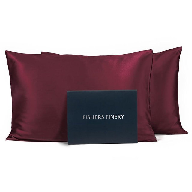 Fishers Finery 25mm 100% Pure Mulberry Silk Pillowcase (Red King 2 Pack)