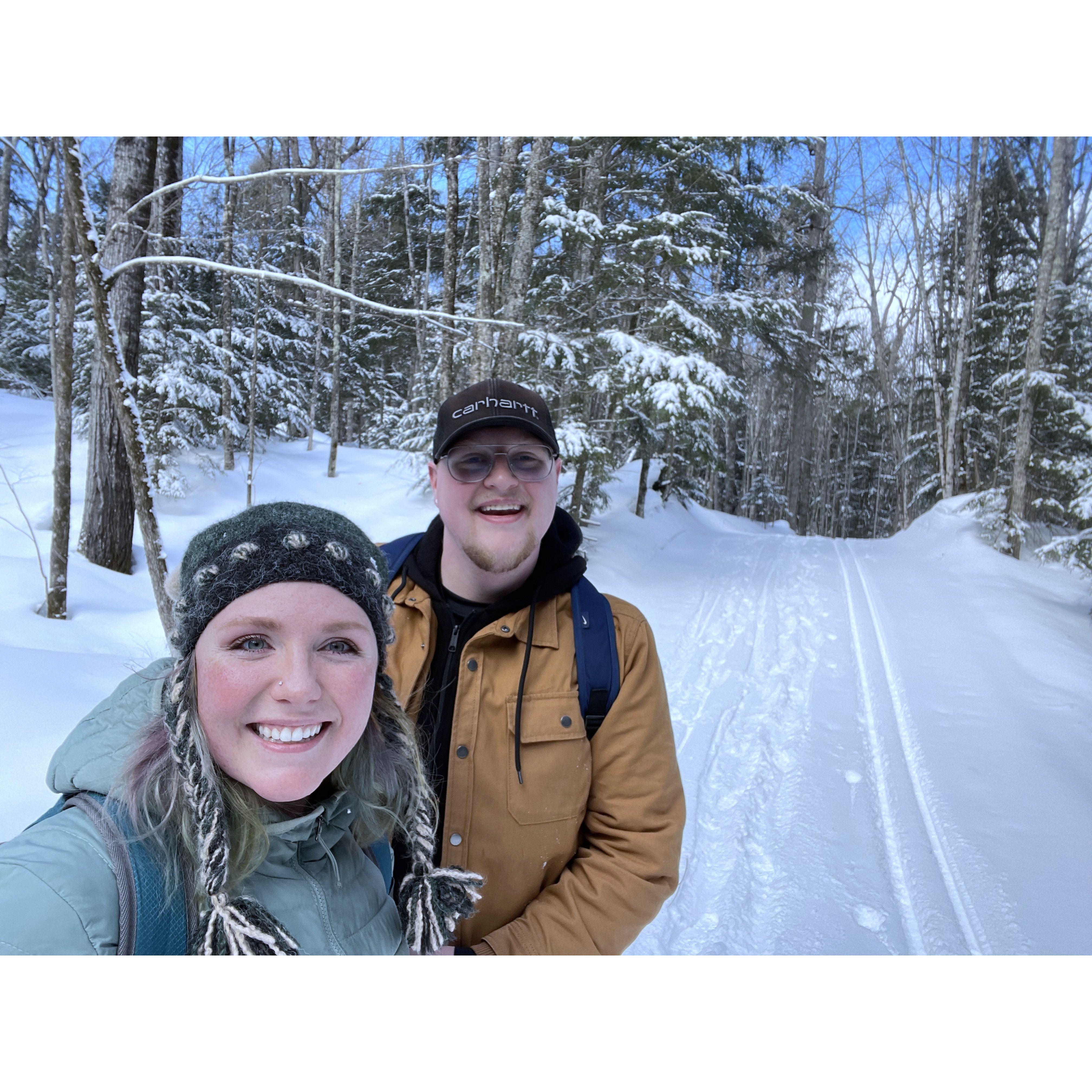 Just starting the hike to our engagement!