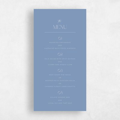 Denim Blue Wedding Menu - Papyrus