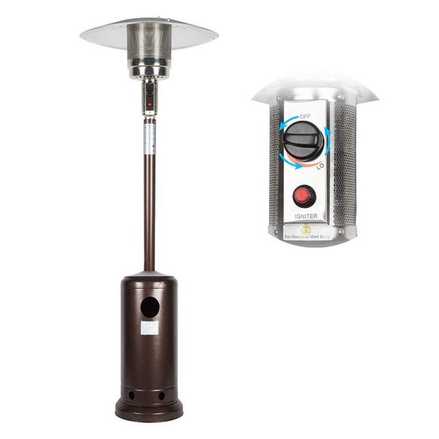 Outdoor Mushroom Heater Patio Propane 48,000 BTU for Outdoor Heating Deck Heater with Umbrella Dome and Wheeled Floor-standing Rust Free for Patio Porch and Backyards