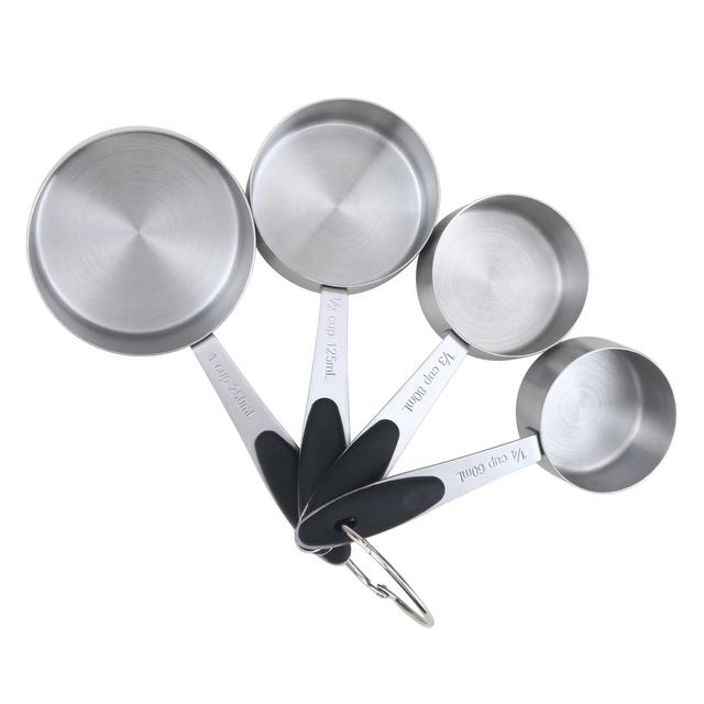 Mainstays 4-Piece Stainless Steel Measuring Cups Easy Grip Handles