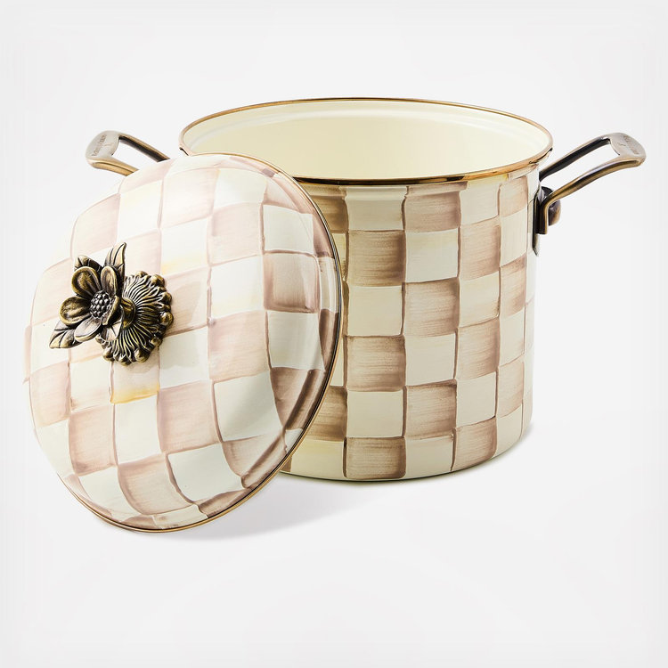 MacKenzie-Childs, Mocha Check Steel Stockpot | Zola