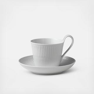 White Fluted Cup and Saucer