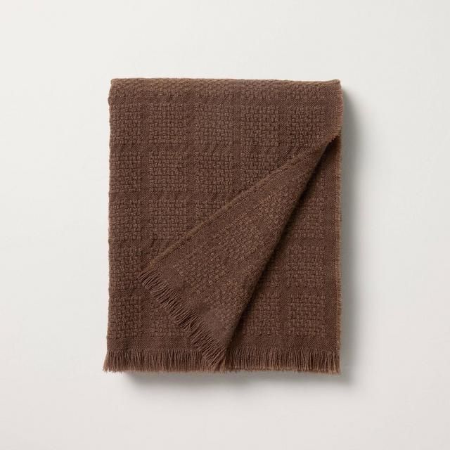 Woven Grid Throw Blanket Tan - Hearth & Hand™ with Magnolia