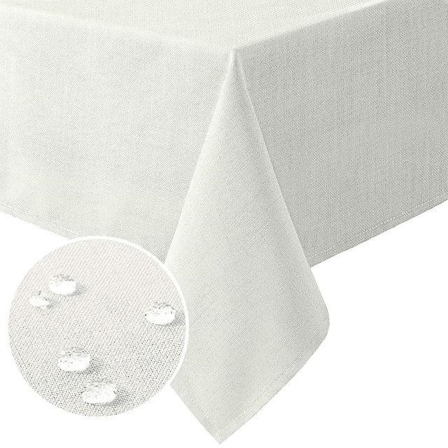 H.VERSAILTEX Linen Textured Table Cloths Rectangle 60 x 120 Inch Premium Solid Tablecloth Spill-Proof Waterproof Table Cover for Dining Buffet Feature Extra Soft and Thick Fabric Wrinkle Free, Ivory