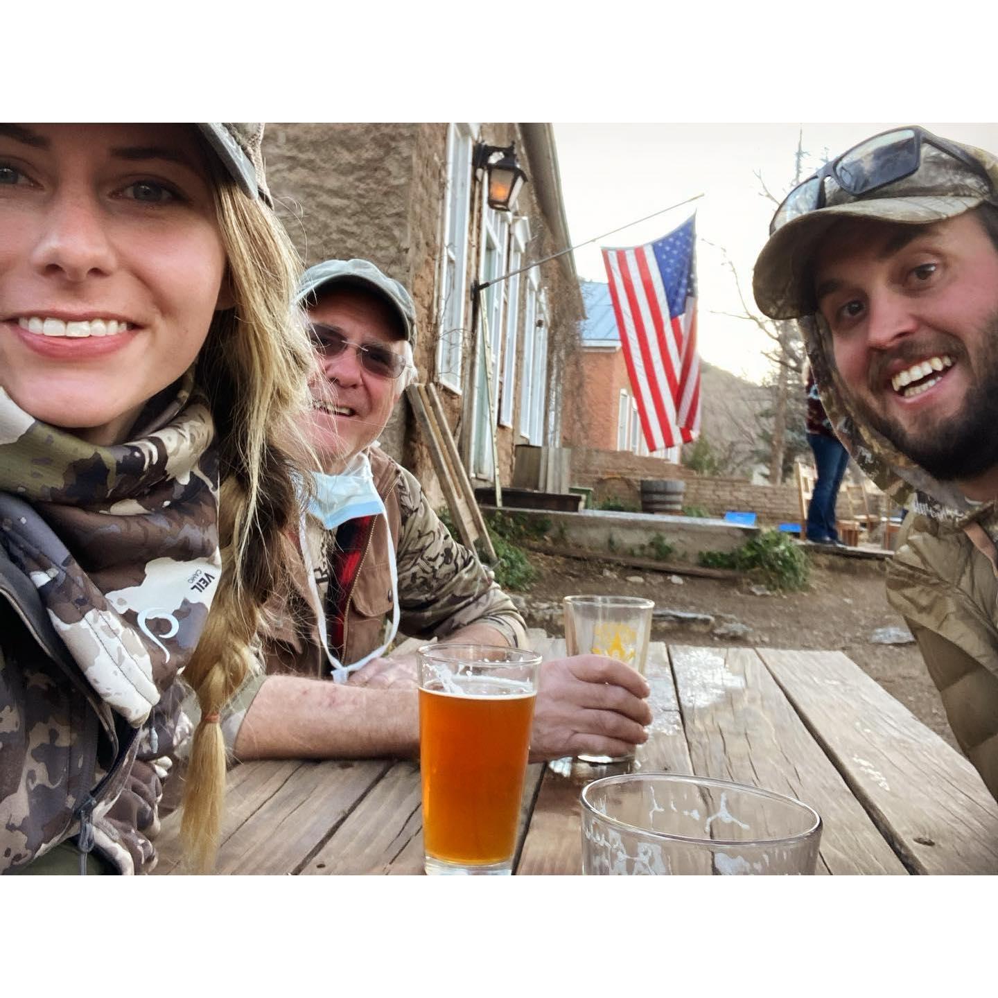 Beers after striking out finding Barbary Sheep with Zoë's dad Jeff Havlena in Lincoln, NM (2021)